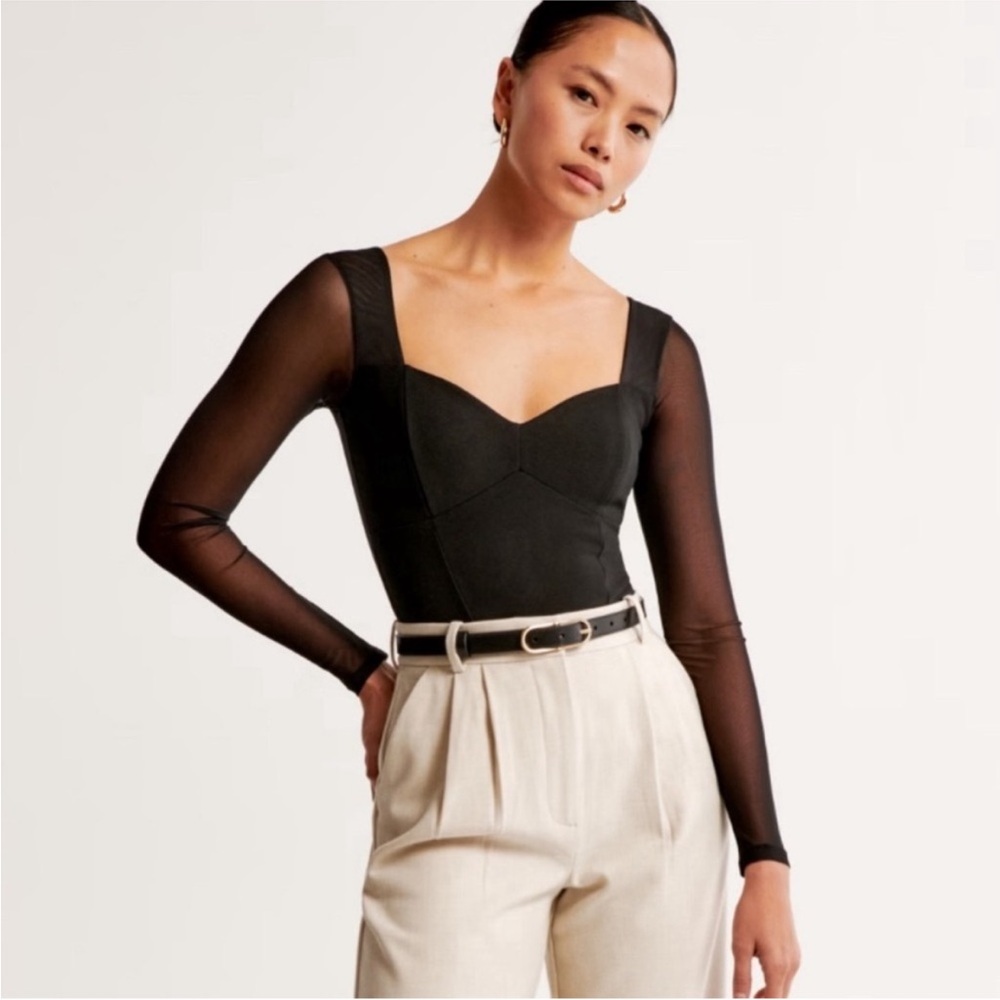 Abercrombie Sheer Sleeve Sweetheart bodysuit